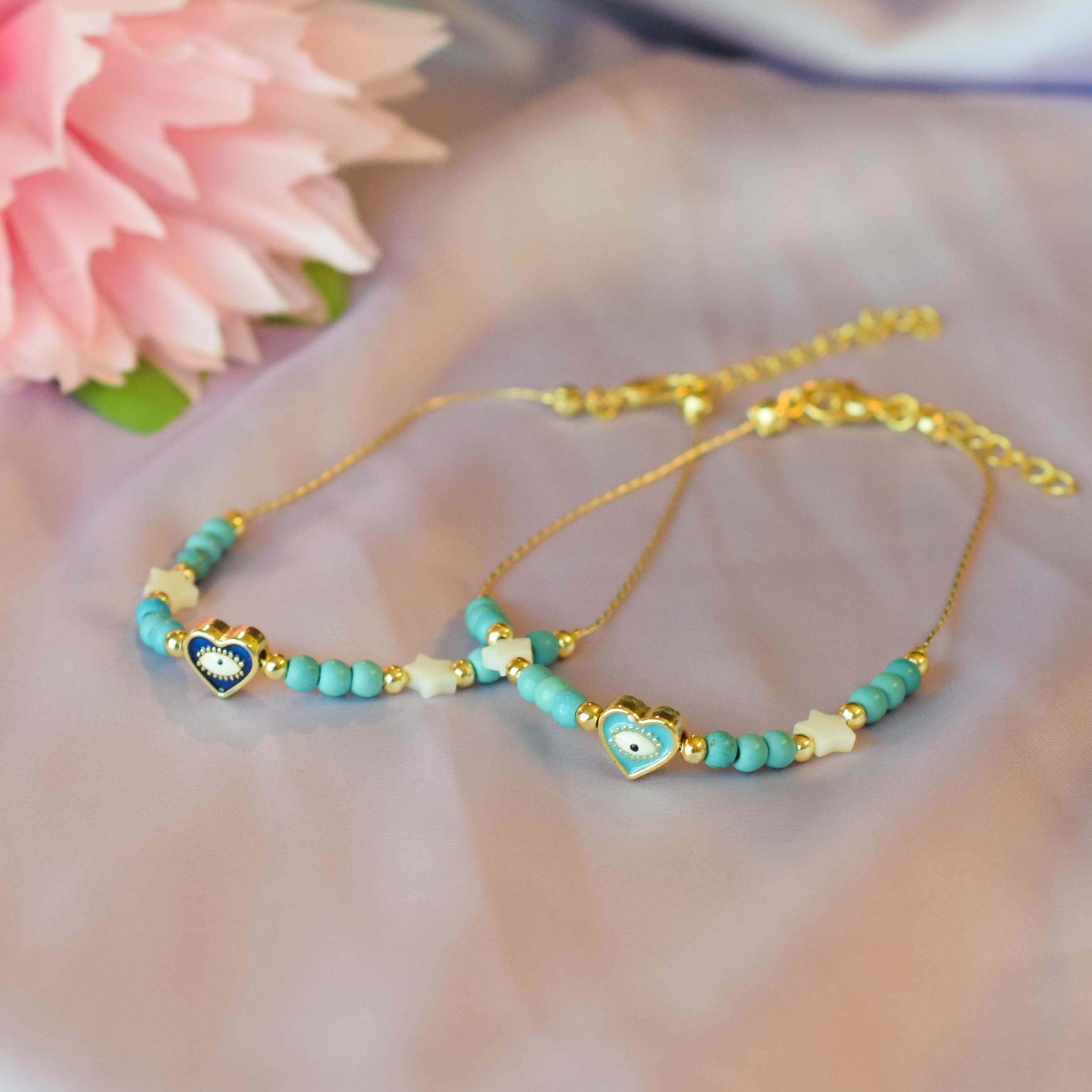 Turkuaz Heart Anklet - Client451