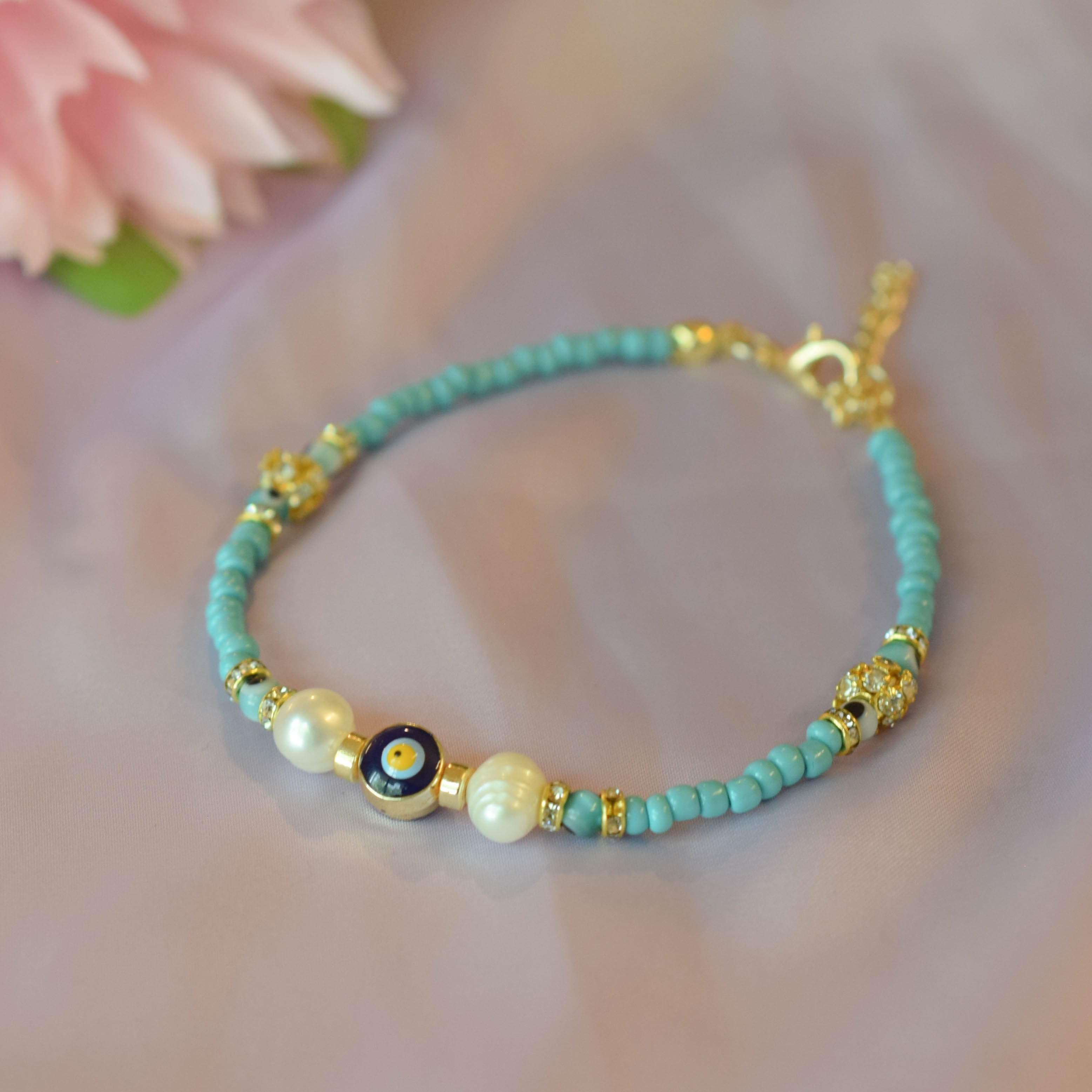 Evil Eye Pearl Anklet - Client451
