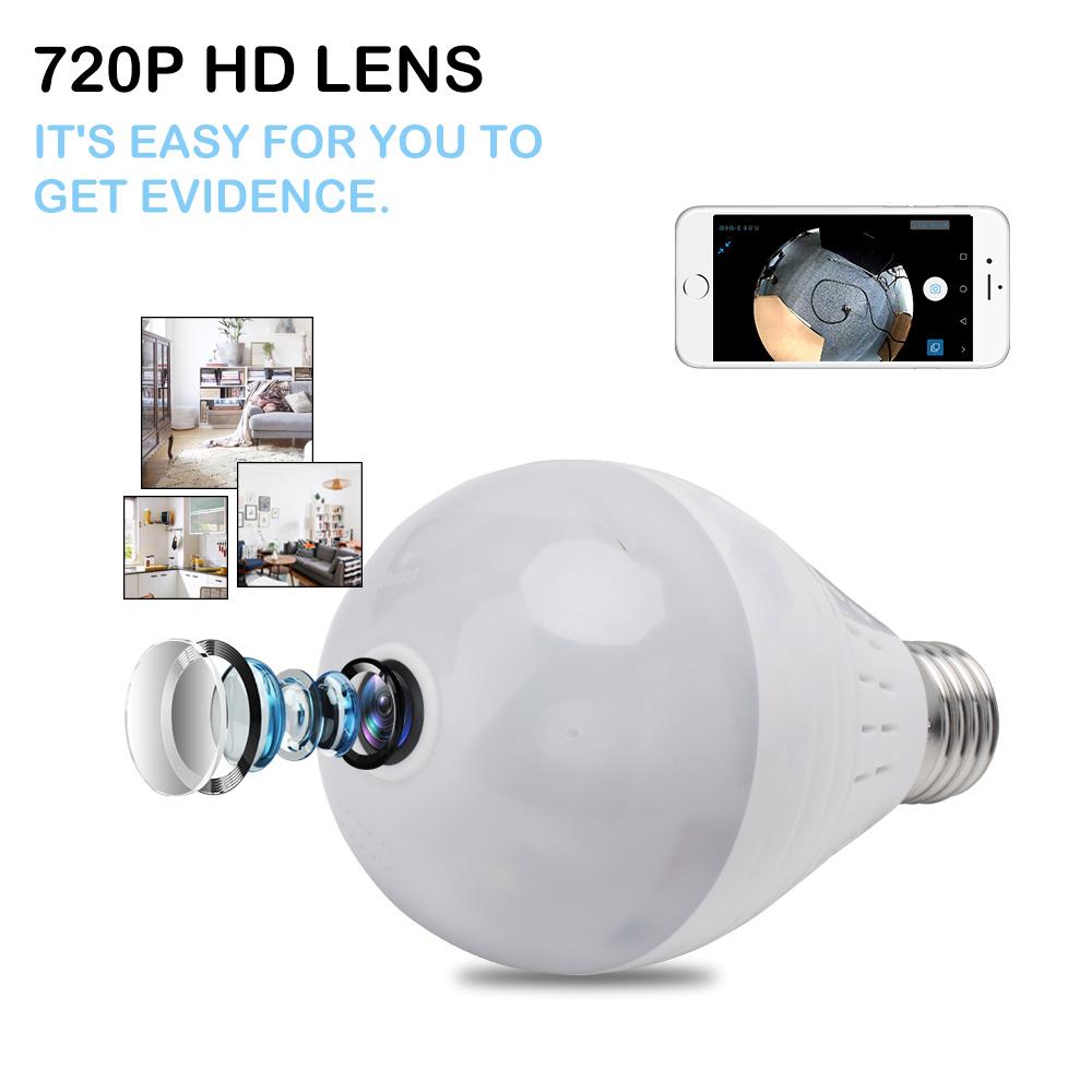 Wi-Fi Light Bulb Camera - HD 360 Degree Panoramic View with Audio - Client451