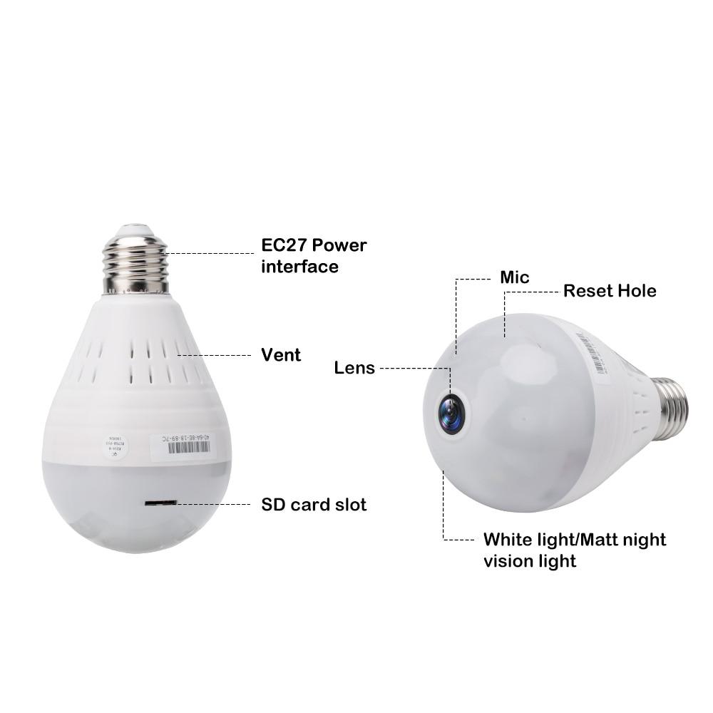 Wi-Fi Light Bulb Camera - HD 360 Degree Panoramic View with Audio - Client451